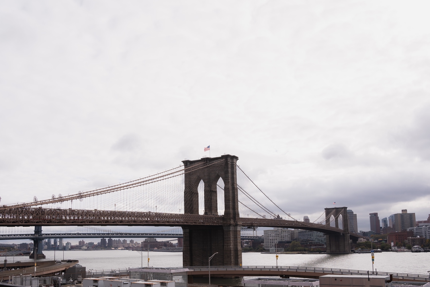 A view of a brooklyn bridge from a Mr. C Seaport Hotel before getting ready for a Cipriani Wedding