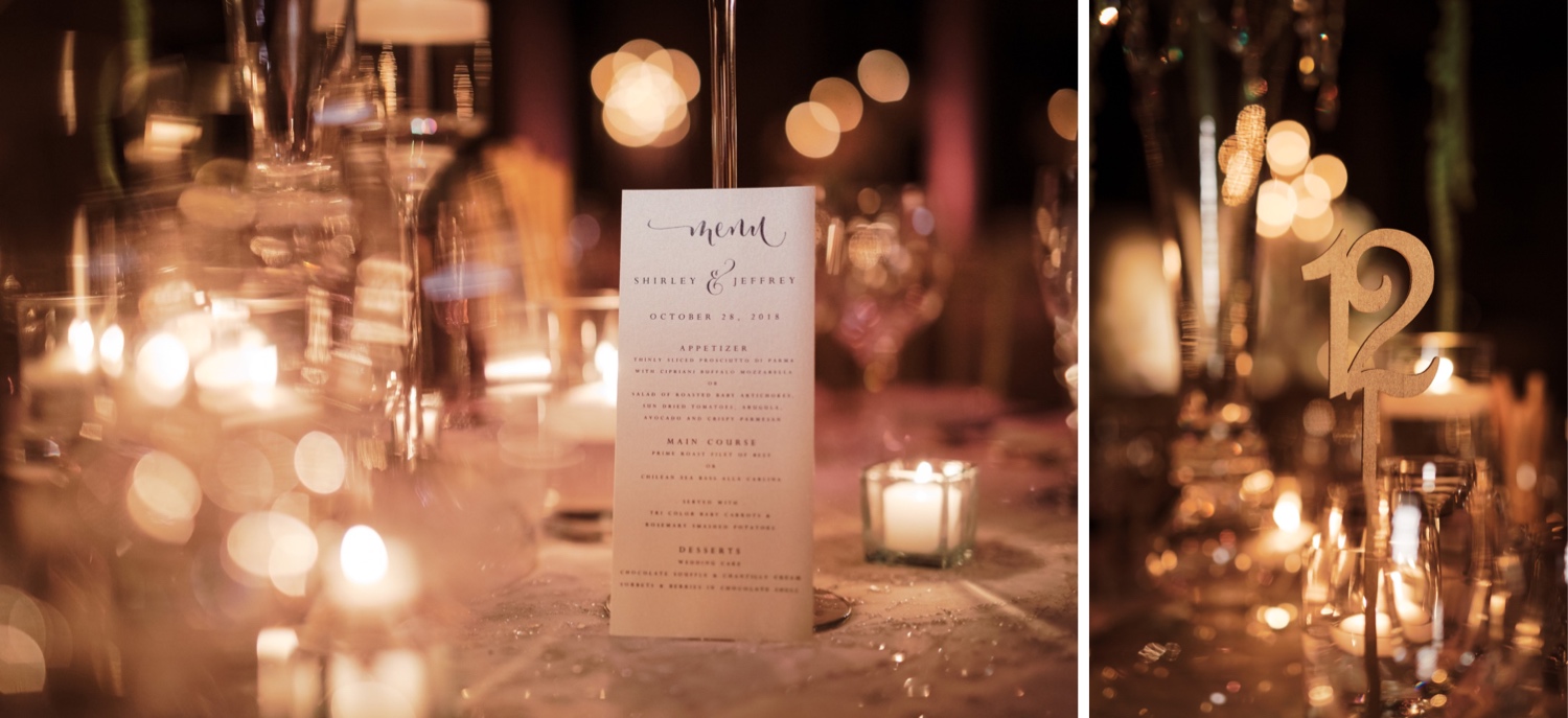 A wedding reception setting at Cipriani Wall Street in New York City.