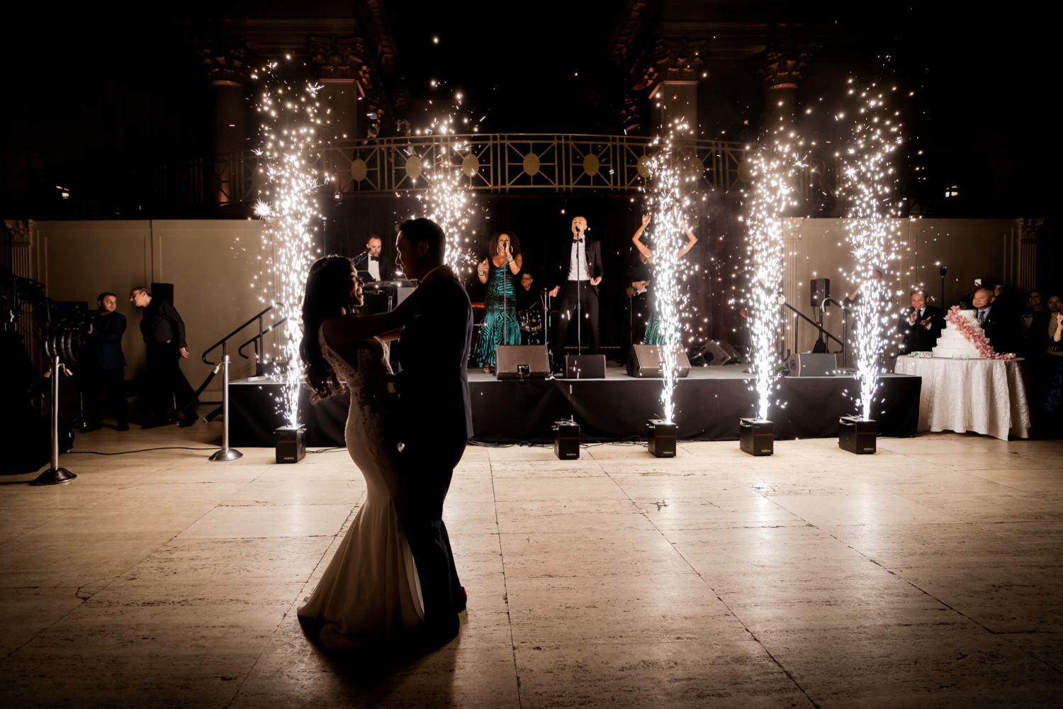 A first dance as a husband and wife during a wedding reception at Cipriani Wall Street in New York City. 