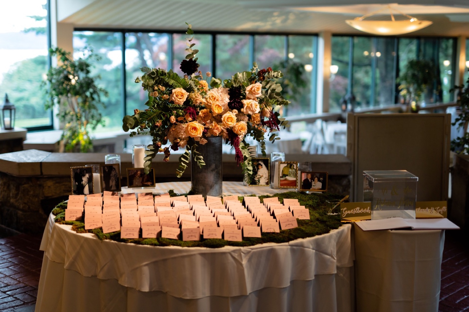 Wedding guest card table at the Tappan Hill Mansion.