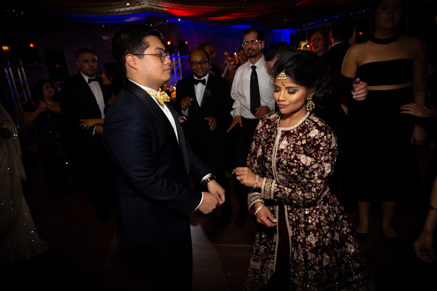 A newly wedded couple dancing during their wedding reception at the Tappan Hill Mansion. 