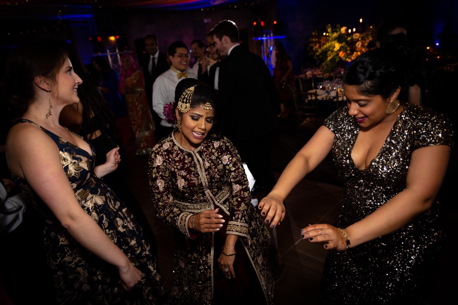 A newly wedded couple dancing during their wedding reception at the Tappan Hill Mansion. 