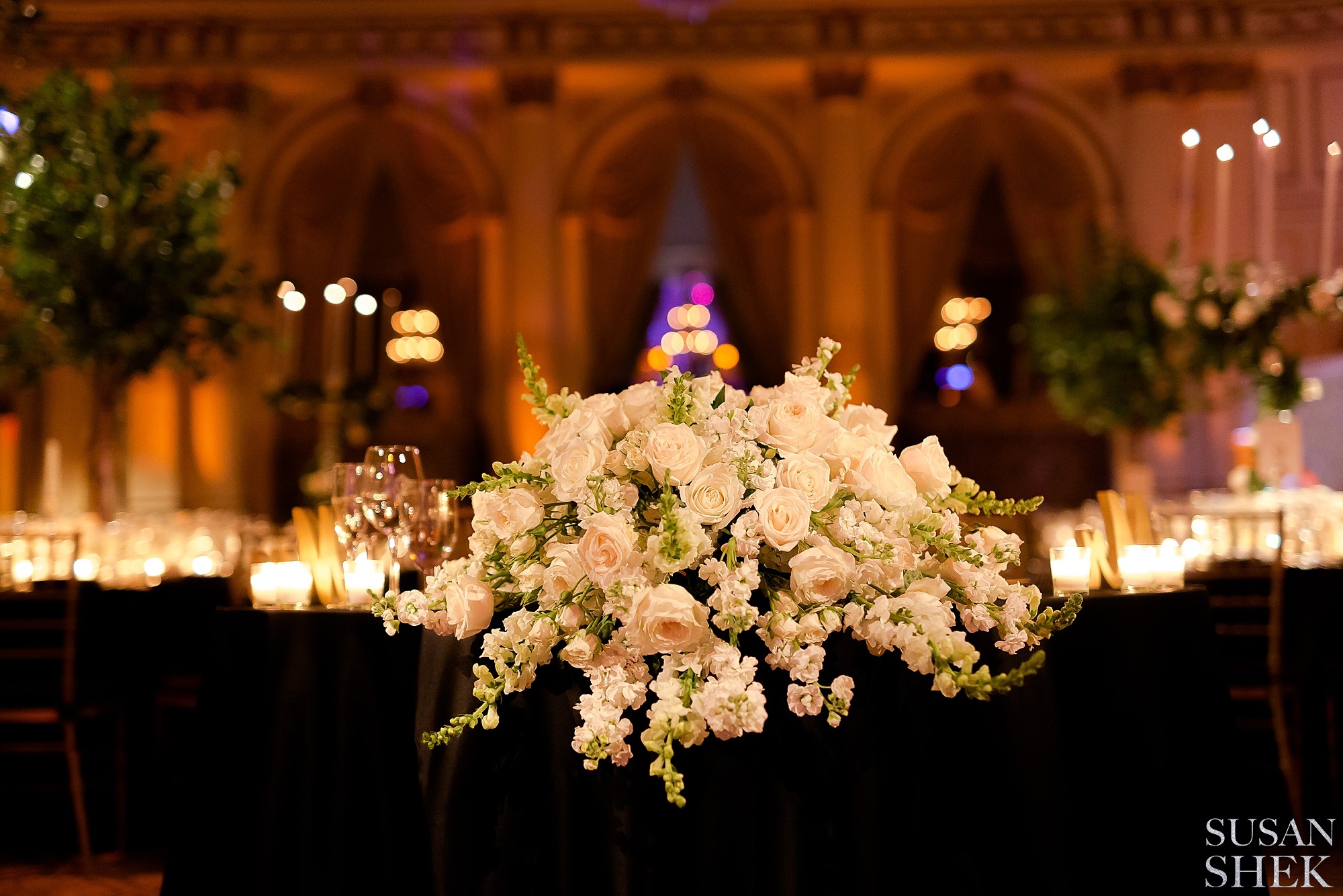 Flowers and decor by Ariston Flowers at The Plaza Hotel