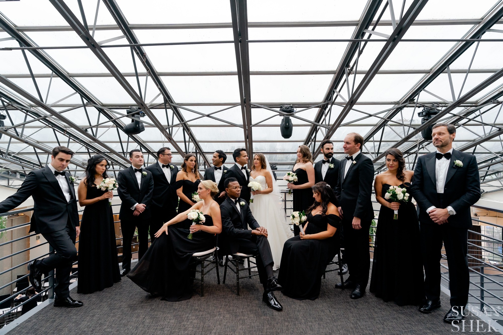 wedding party portraits inside tribeca rooftop