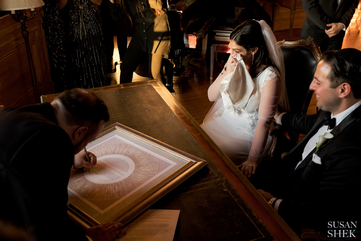 ketubah signing with the bride and groom at Oheka Castle