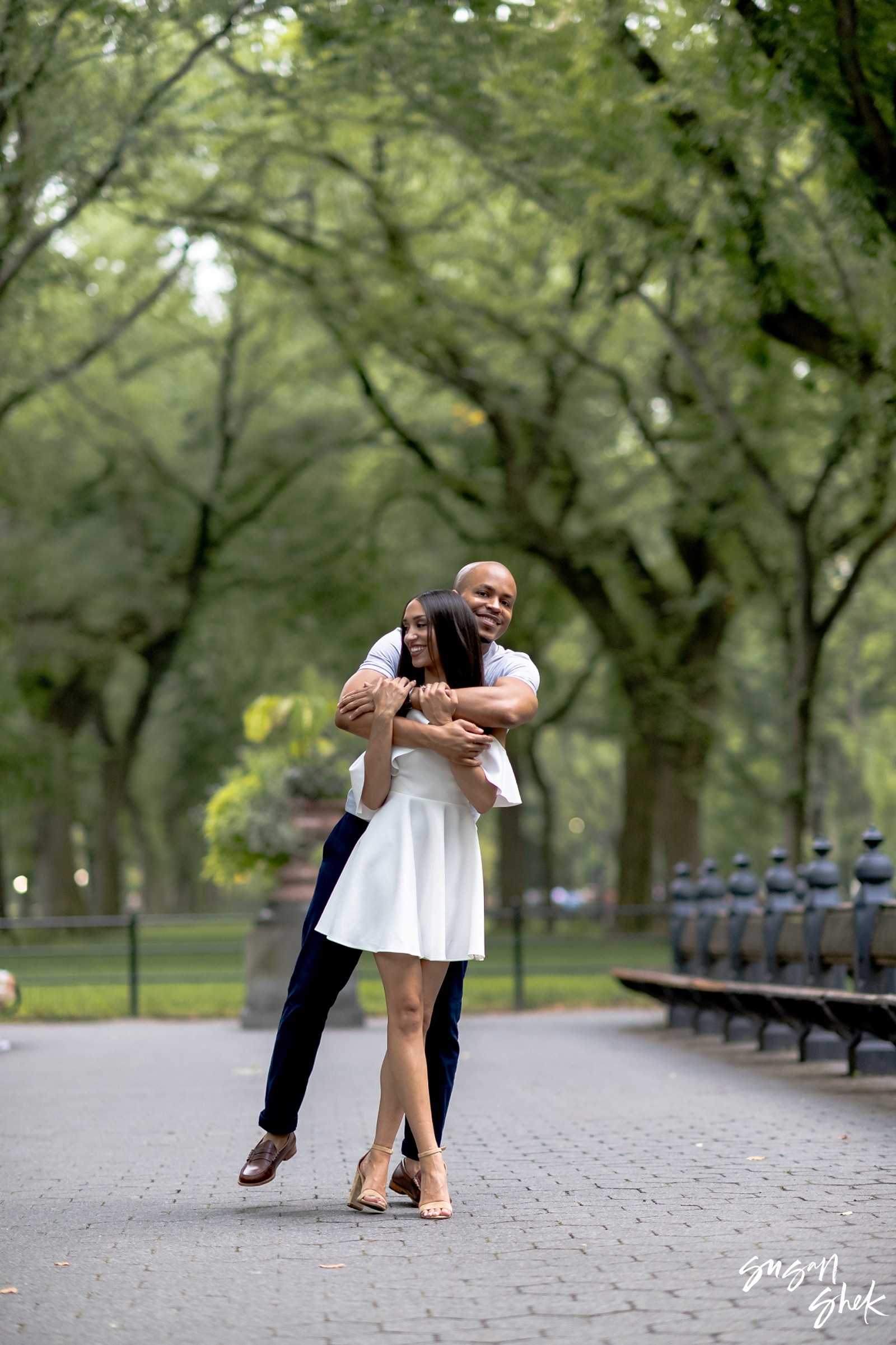 At the famous central park mall with an engaged couple for their photo shoot in the park, Engagement Shoot, NYC Engagement Photographer, Engagement Session, Engagement Photography, Engagement Photographer, NYC Wedding Photographer