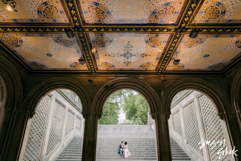 Marriage Proposal at Bethesda Terrace in Central Park.