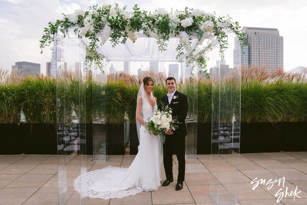 Tribeca Rooftop Wedding Chuppah with our couple