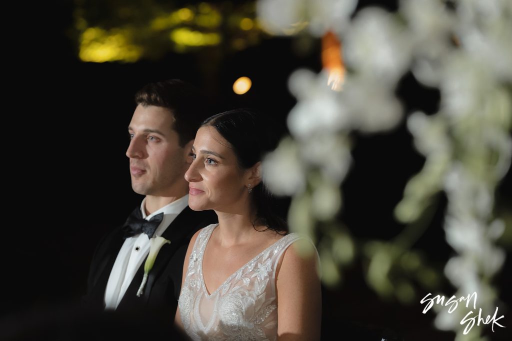 Foundry Wedding Couple Watching the Speeches