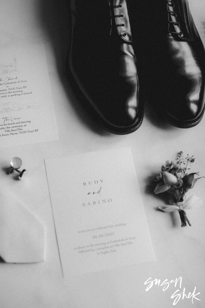 Wedding day details of the groom's in Trani Puglia Italy