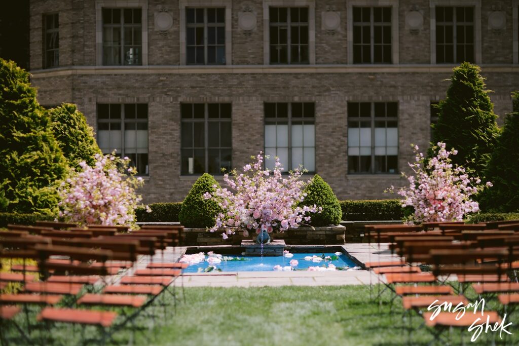 620 loft and garden reflective pool with cherry blossoms
