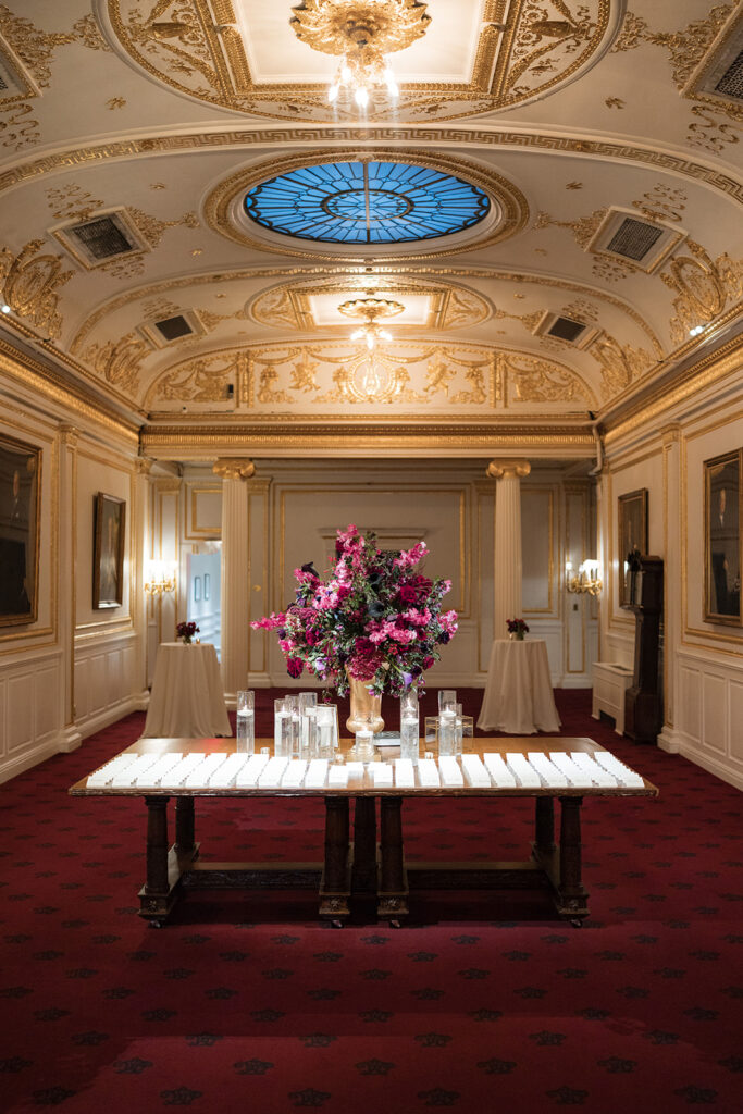 Wedding Reception table numbers for guests at a classic new york city winter wedding