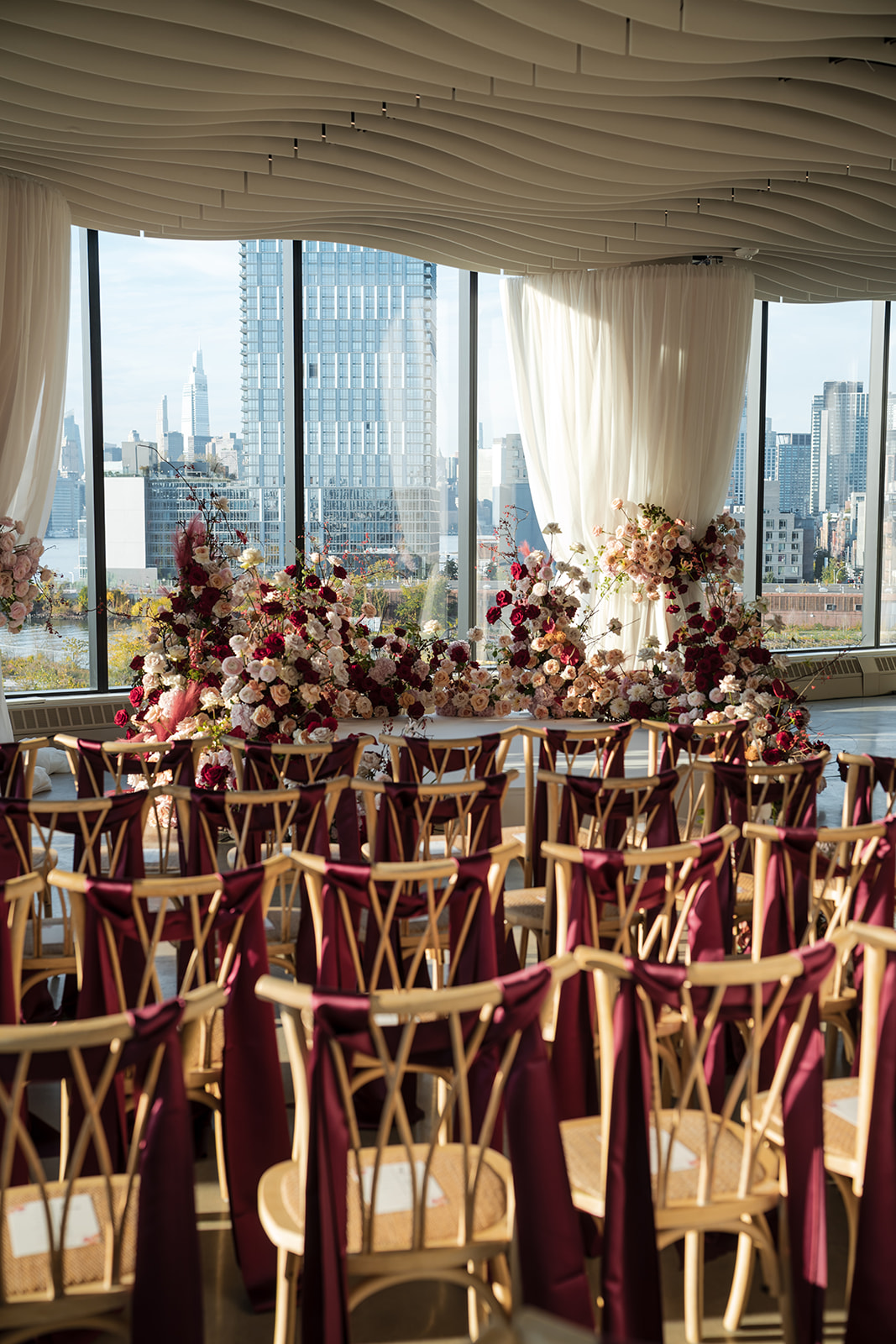creative wedding shot of the ceremony space at the vesper nyc